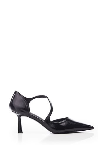 Moda in Pelle Daleiza Heeled Pointed Crossover Court Black Shoes