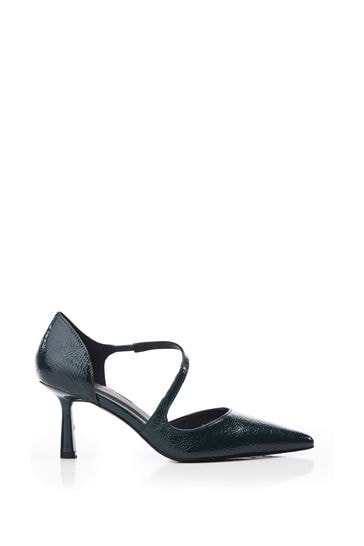 Moda in Pelle Daleiza Heeled Pointed Crossover Court Black Shoes