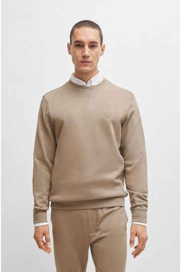 BOSS Brown Cotton Terry Relaxed Fit Sweatshirt