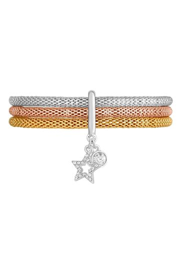 Lipsy Jewellery White Mesh Celestial 3 Pack Bracelets Gift Boxed