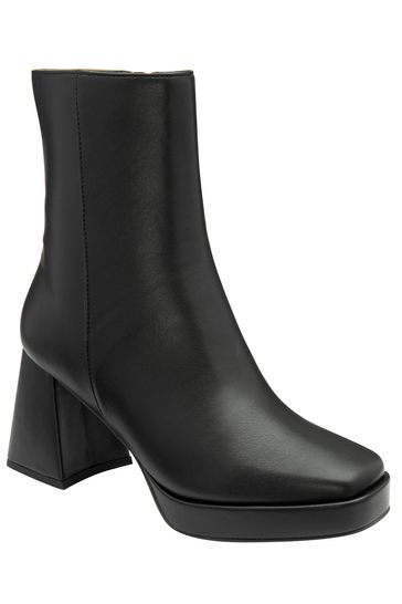 Ravel Black Block-Heel Zip-Up Ankle Boots