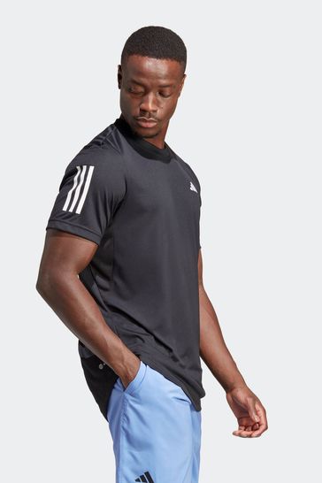 adidas Black Club 3-Stripes Tennis T-Shirt