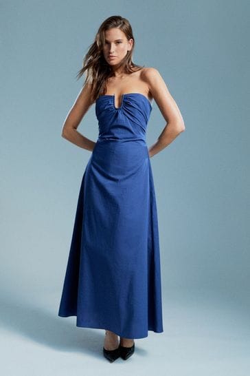 Bardot Blue Lora Poplin Maxi Dress