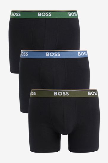BOSS Black of Stretch-Cotton Boxer Briefs 3 Pack With Logos