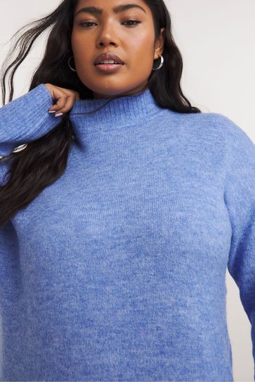 Blue mock neck dress outlet
