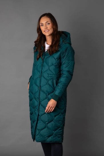 Lakeland Leather Green Melodie Longline Quilted Coat
