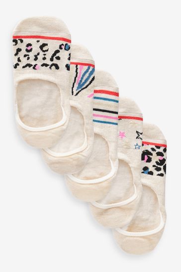 Oatmeal Animal Sparkle Invisible Socks 5 Pack