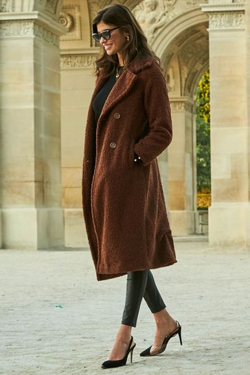 Burgundy borg coat hot sale