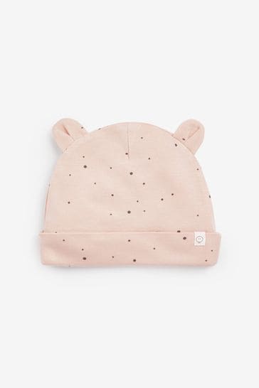 MORI Organic Cotton Pink Polka Dot Hat with Bear Ears