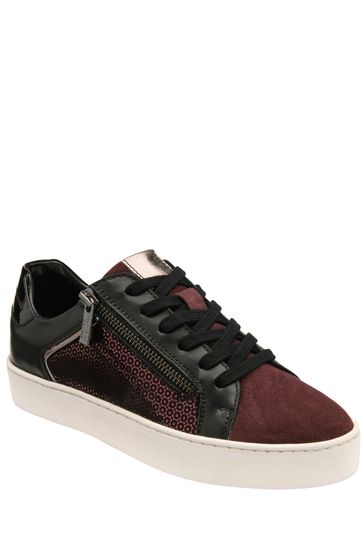 Lotus Black Leather Casual Zip-Up Trainers