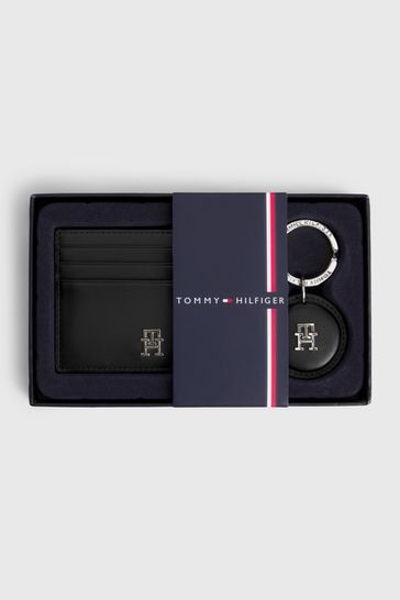Buy Tommy Hilfiger Monogram Cardholder And Key Fob Gift Black Set