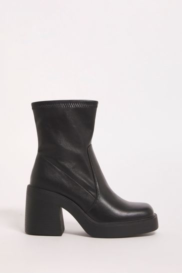 Buy Simply Be Black Platform Ankle Boot in Wide Fit from Next