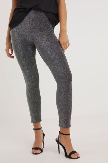 Buy Simply Be Silver Glitter Knit Leggings from Next Australia