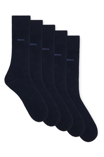 BOSS Blue Cotton Blend Regular Length Socks 5 Pack