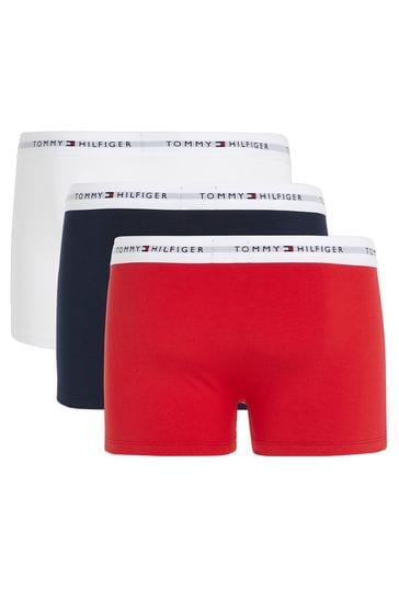 Buy Tommy Hilfiger Blue Signature Cotton Essential Trunks 3 Pack