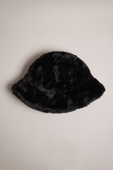 Ted Baker Black Prinnia Faux Fur Bucket Hat