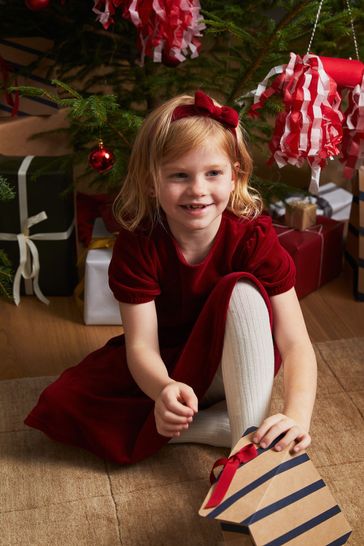 Polarn O. Pyret Red Organic Velour Christmas Party Dress
