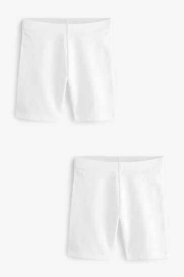 Buy White Longer Length 2 Pack Cotton Rich Stretch Cycle Shorts 3 16yrs from Next Bahrain