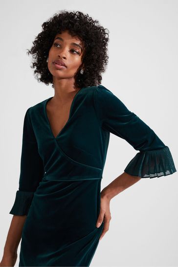 Hobbs green velvet dress hotsell