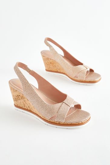 Shimmer Extra Wide Fit Forever Comfort® Bow Cork Wedges