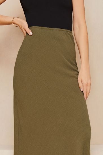 Buy Lipsy Khaki Green Maxi Skirt With Touch Of Linen from Next Bahrain