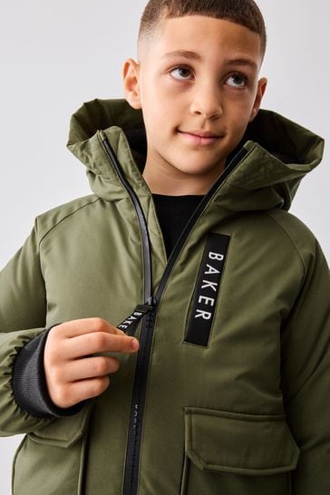 Baker by Ted Baker Khaki Green Shower Resistant Padded Bomber Coat