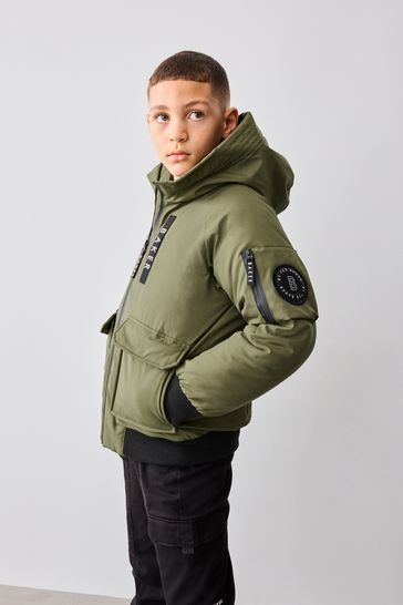 Buy Baker by Ted Baker Khaki Green Shower Resistant Padded Bomber Coat from Next Bahrain