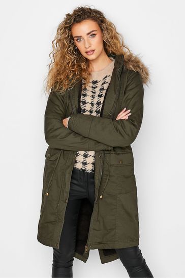 Long Tall Sally Green Faux Fur Trim Parka