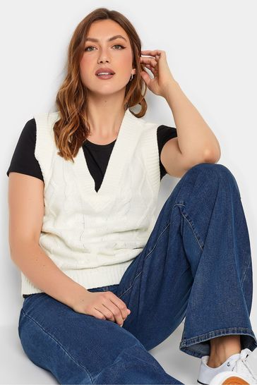 White sleeveless top sweater vest