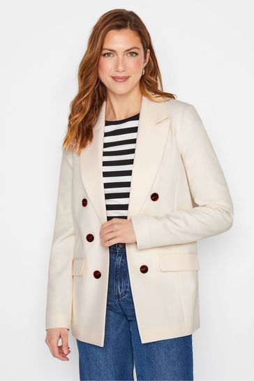 Long Tall Sally Cream Double Breasted Blazer