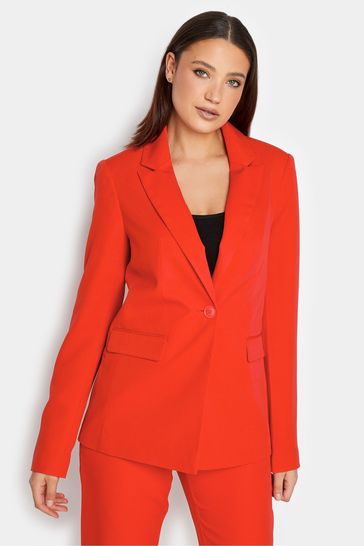 Red crepe blazer sale