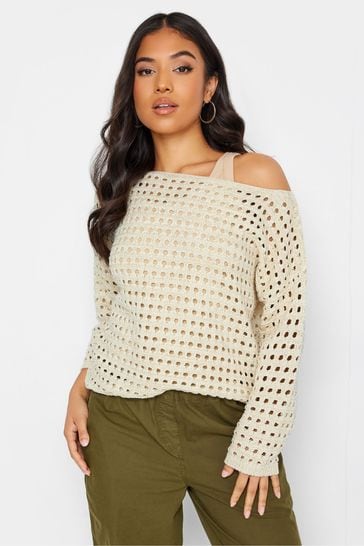 PixieGirl Petite Cream Slash Neck Jumper