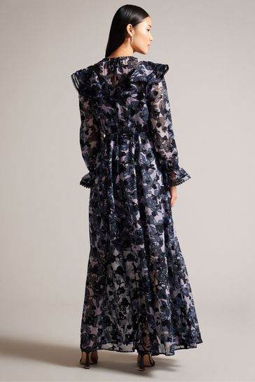 Buy Ted Baker Blue Alexieh Ruffle Maxi Dress With Lace Detail from Next Netherlands