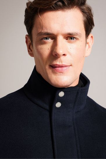Buy Ted Baker Ederson Blue Wool Blend Funnel Neck Coat from Next USA
