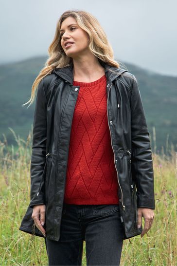 Buy Lakeland Leather Black Lakeland Leather Ambleside Hooded Leather Coat from Next Kuwait