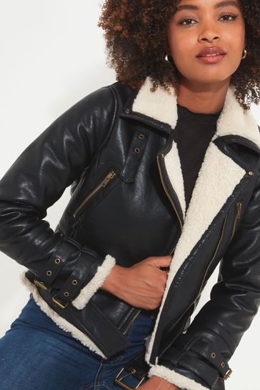 Black womens shop aviator jacket