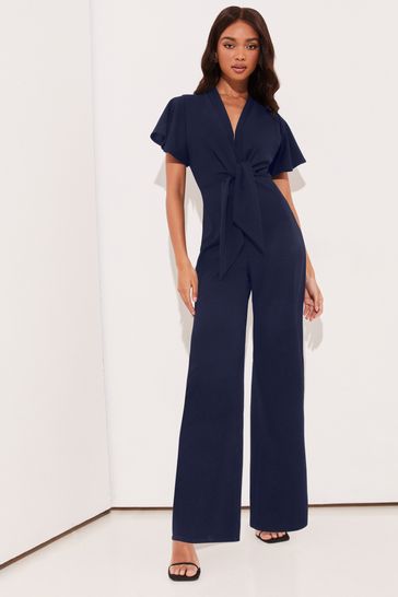 Casual Women Wide Leg Pants Loose Short Sleeve Romper V-Neck Belted  Jumpsuits | eBay