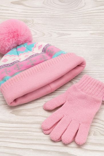 Buy Vanilla Underground Pink Barbie Kids Character Knitted Hat and Gloves Set from Next Croatia