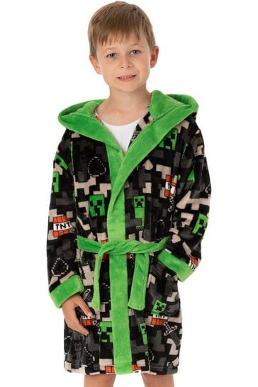 Vanilla Underground Black Minecraft Unisex Kids Fleece Dressing Gown Robe