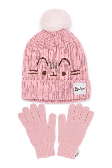 Vanilla Underground Pink Pusheen Ladies Knitted Hat and Flip Mitts Set