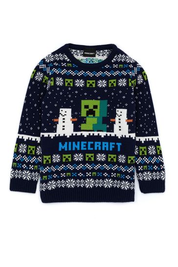 Suéter navideño azul con diseño de Minecraft para niños de Vanilla Underground