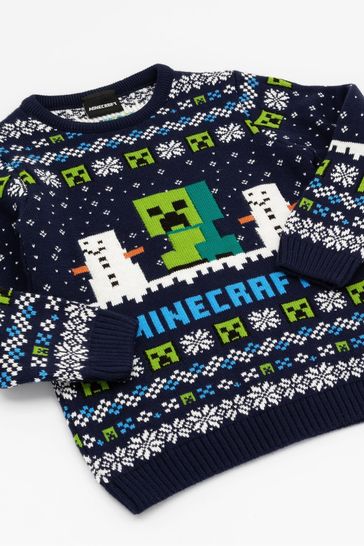 Buy Vanilla Underground Blue Minecraft Kids Christmas Jumper from
