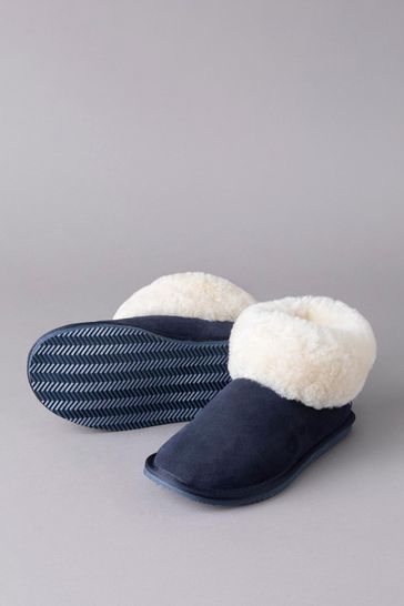 Buy Lakeland Leather Ladies Blue Sheepskin Bootie Slippers from