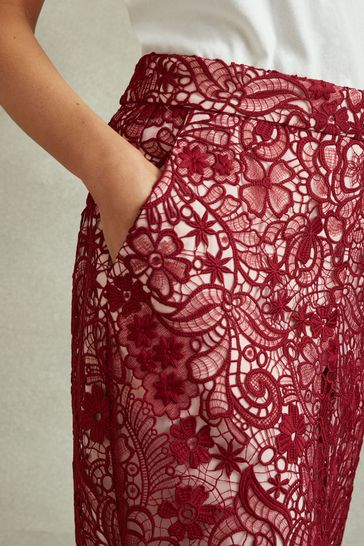 Maroon lace skirt top