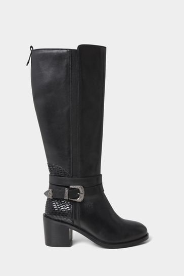 Joe Browns Black Gigi Premium Leather Rider Boots