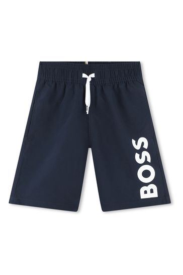 BOSS Dark Blue Logo Swim Shorts