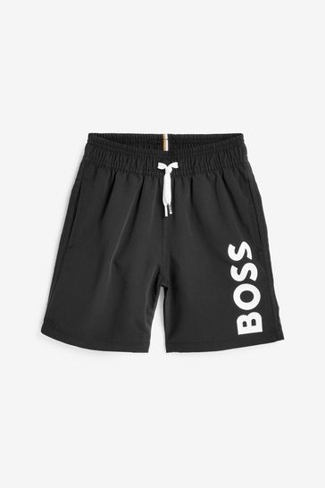 Shorts de baño negros con logo de BOSS