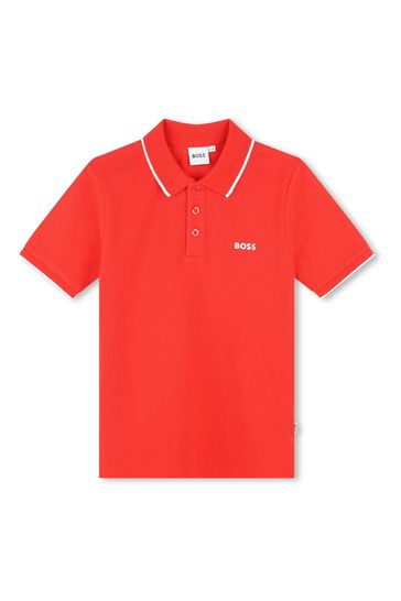 BOSS Red Short Sleeved Logo Polo Shirt