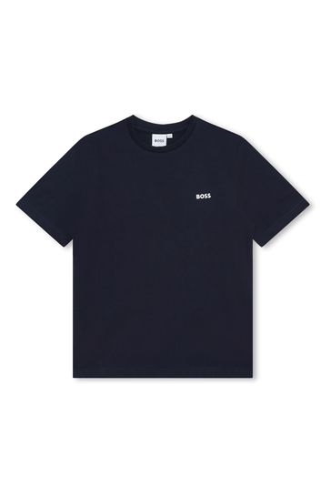 BOSS Navy Blue Short Sleeved Small Logo T-Shirt