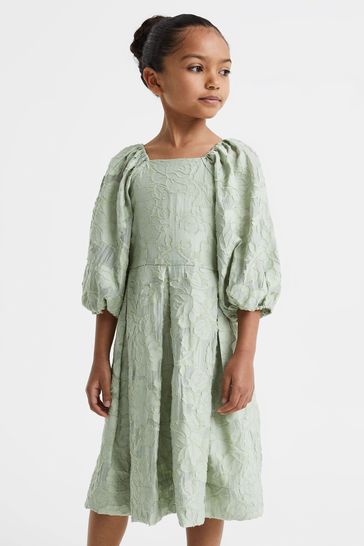 Buy Reiss Sage Thea Senior Jacquard Puff Sleeve Dress from Next